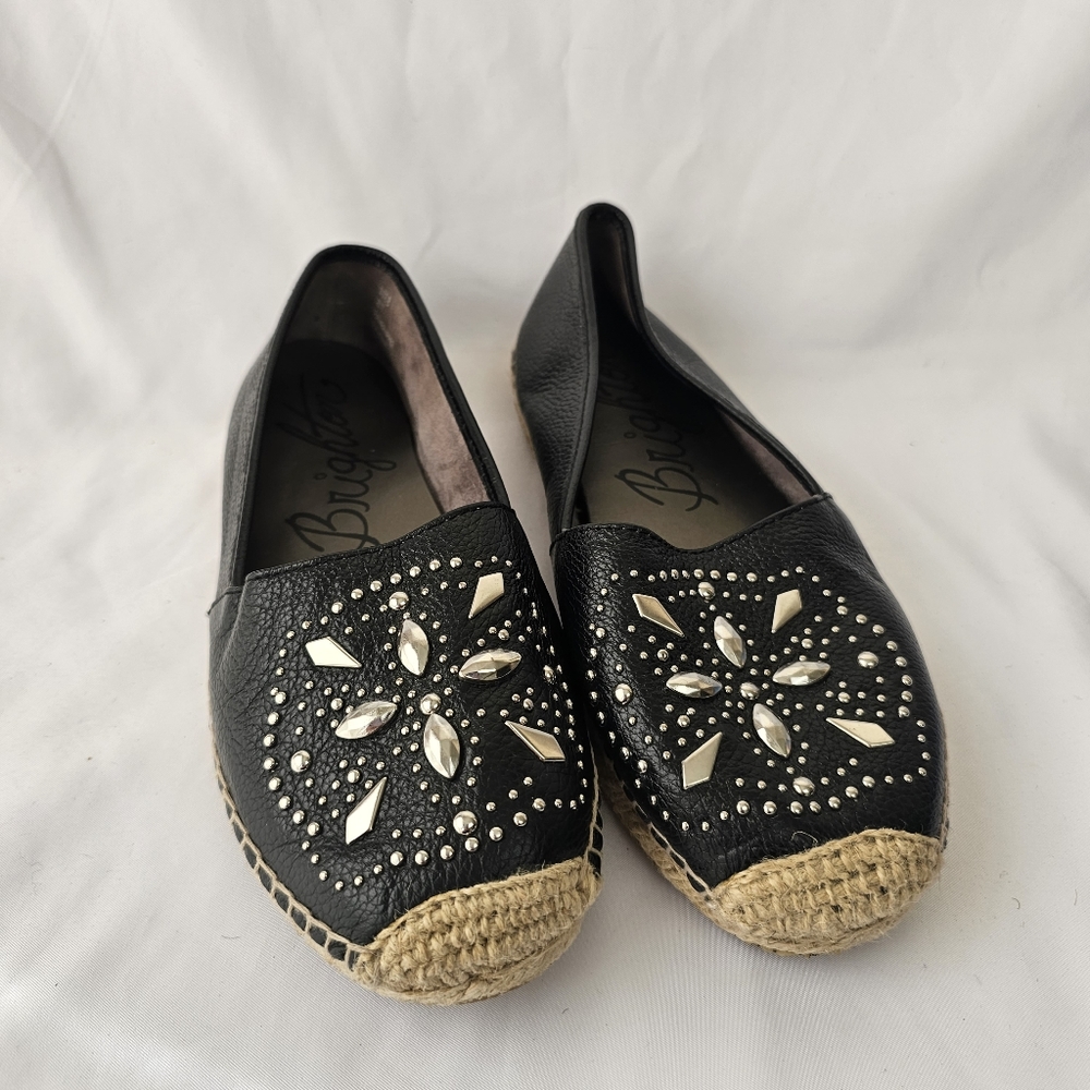 Brighton Jett Espadrilles in Black Silver Round Toe Size 8